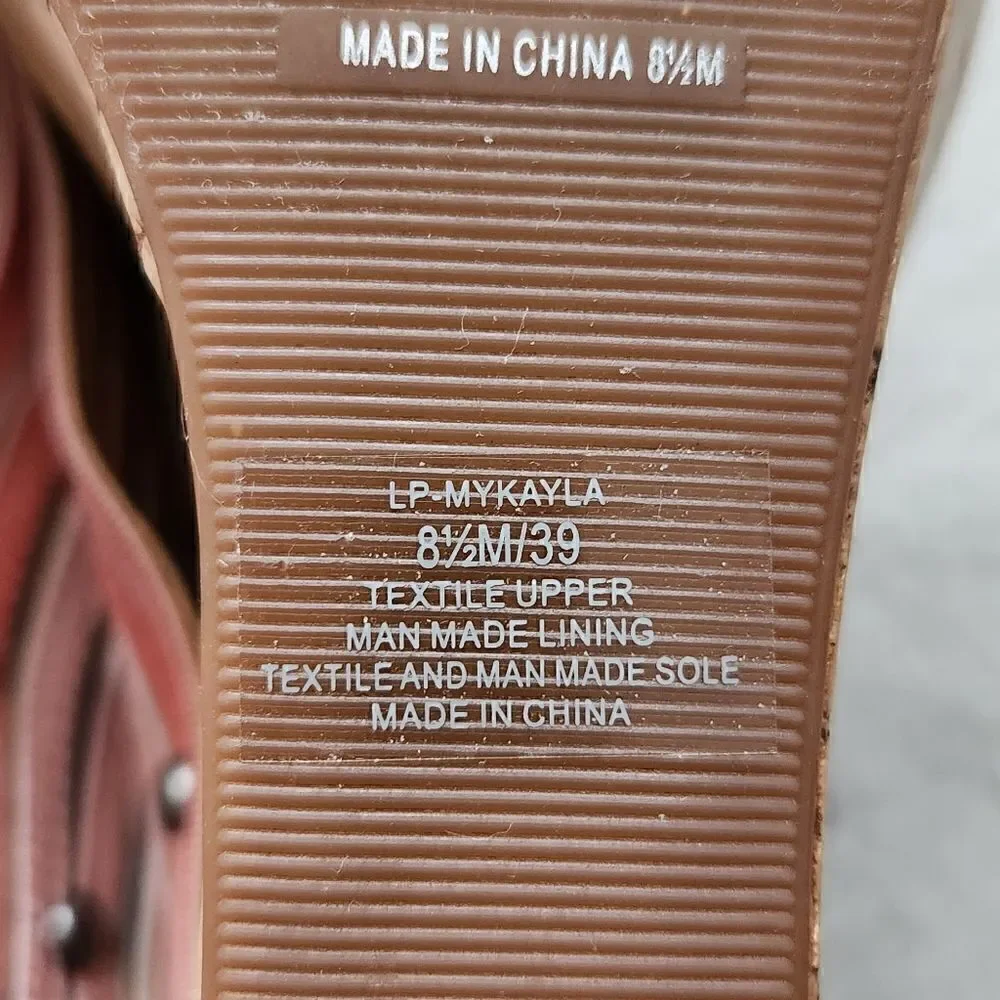 Lucky Brand Mykayla Canyon Clay Ombre Cross Strap Cork Wedge Platform Size 8.5
